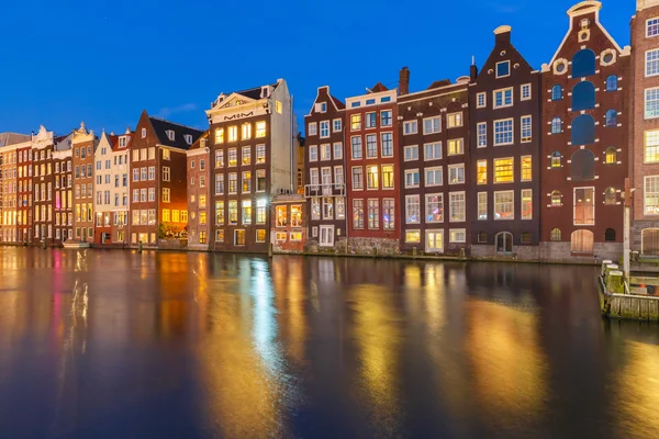 Night dancing houses at Amsterdam, Netherlands. — Stock Photo, Image