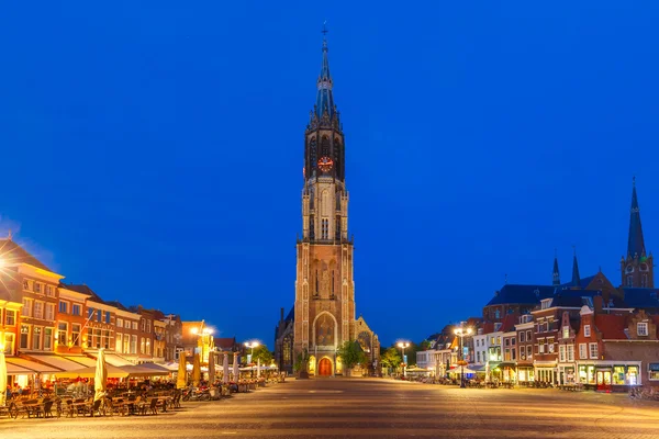 Night Markt square, Delft, Netherlands — Stock Photo, Image