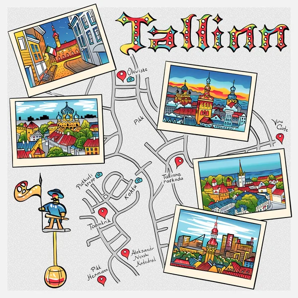 Vector Medieval Old Town, Tallinn, Estonia — Stock Vector