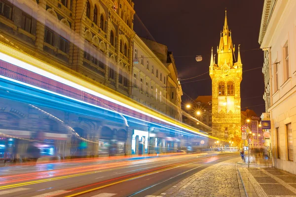 Piste lumineuse du tramway à Prague, Tchèque — Photo