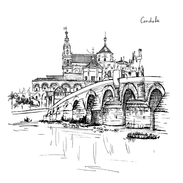 Mezquita a římský most v Cordoba, Španělsko — Stock fotografie