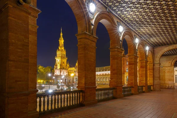 Plaza de Espana at night in Seville, Spain — Stock Photo, Image