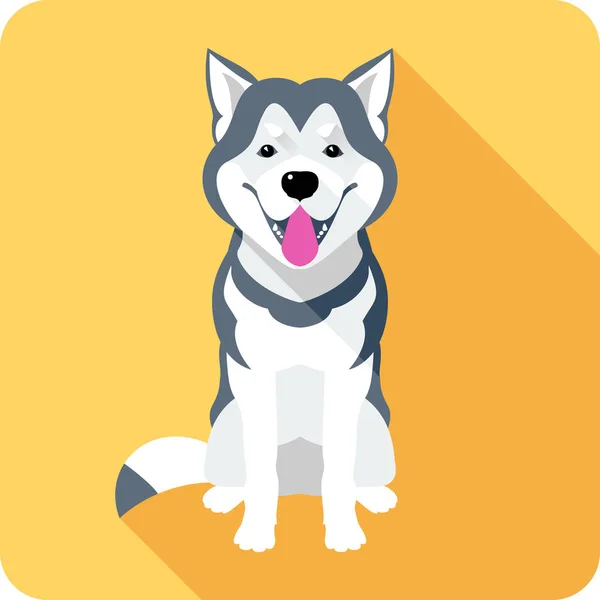阿拉斯加雪橇犬狗图标平面设计 — 图库矢量图片
