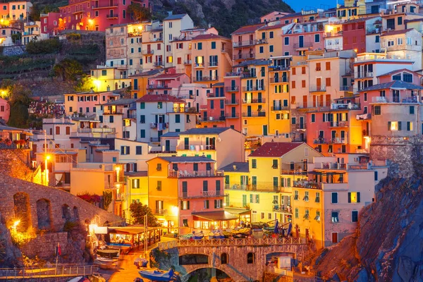 Night Manarola, Cinque Terre, Liguria, Italy — Stock Photo, Image