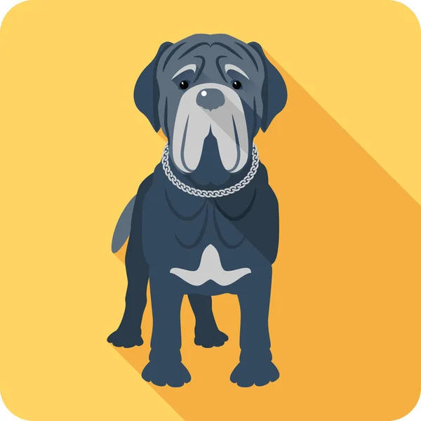 Chien Napolitain icône Mastiff design plat — Image vectorielle