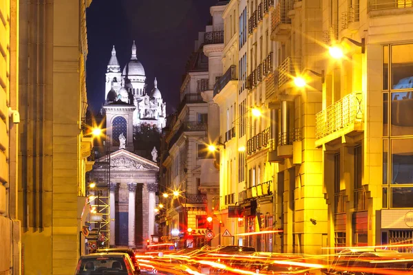 Basilikan Sacré-Coeur på natten i Paris, Fraance — Stockfoto