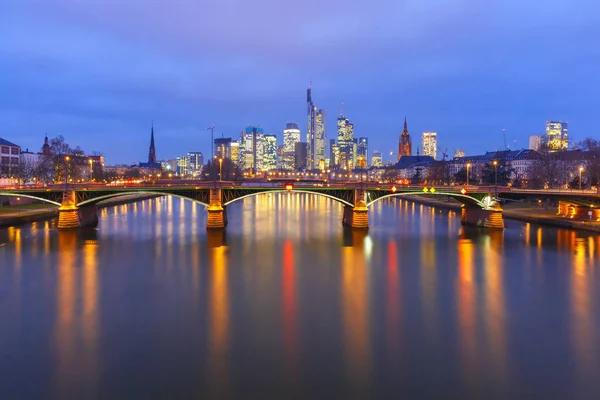 Notte Francoforte sul Meno, Germania — Foto Stock