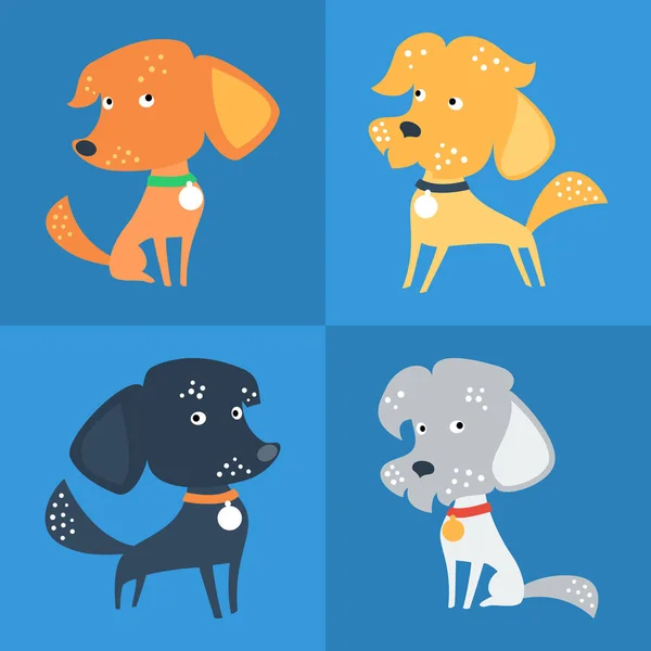 Conjunto vectorial de divertida raza mixta o perro mestizo — Archivo Imágenes Vectoriales