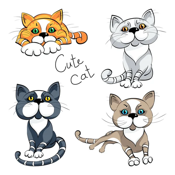 Set icono Cat diseño plano — Archivo Imágenes Vectoriales