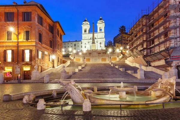 到了晚上，罗马，意大利西班牙台阶. — 图库照片