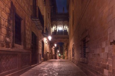 Carrer del Bisbe in Gothic Quarter, Barcelona clipart