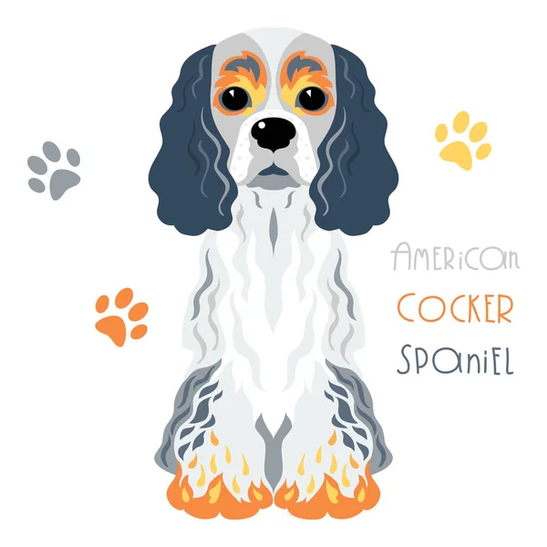 Vector divertido americano Cocker Spaniel perro sentado — Vector de stock