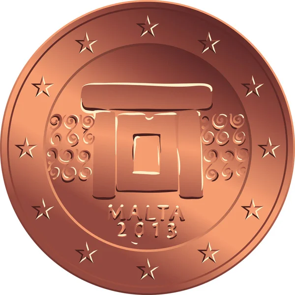 Moneta vettoriale moneta di bronzo cinque centesimi di euro — Vettoriale Stock