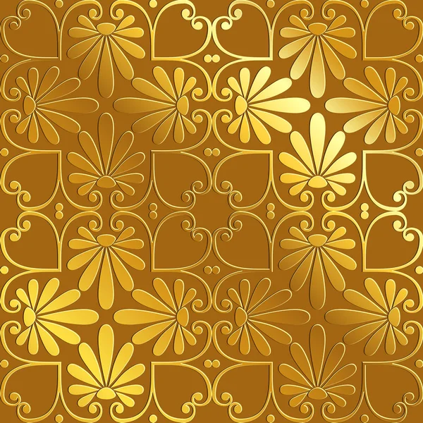 Vector naadloze gouden bloemen sieraad — Stockvector