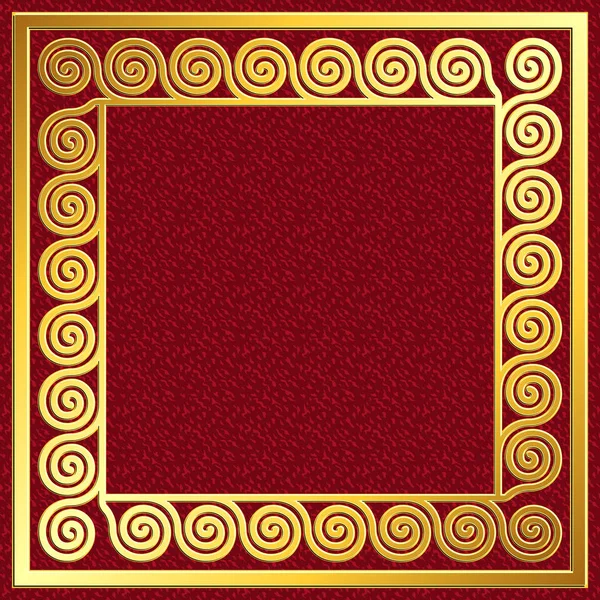 Quadro quadrado dourado com padrão Meander grego — Vetor de Stock