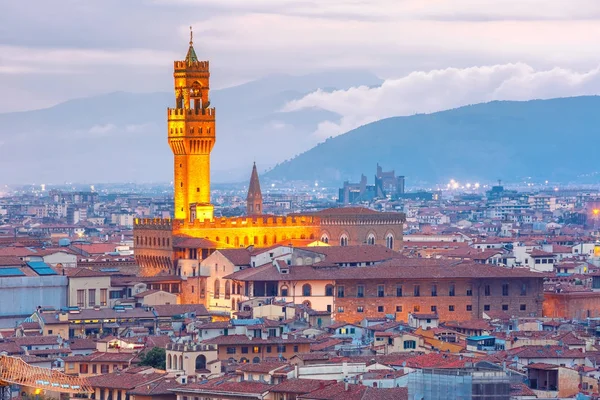 Palazzo Vecchio w zachód słońca w Florencja, Włochy — Zdjęcie stockowe