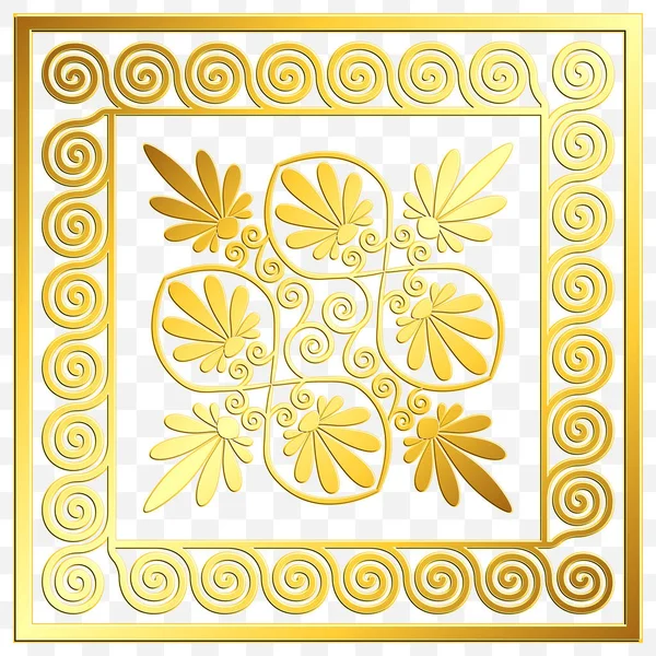 Traditional vintage gold Greek ornament, Meander — Stock Vector