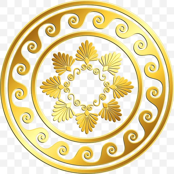 Traditional vintage gold Greek ornament, Meander — Stock Vector