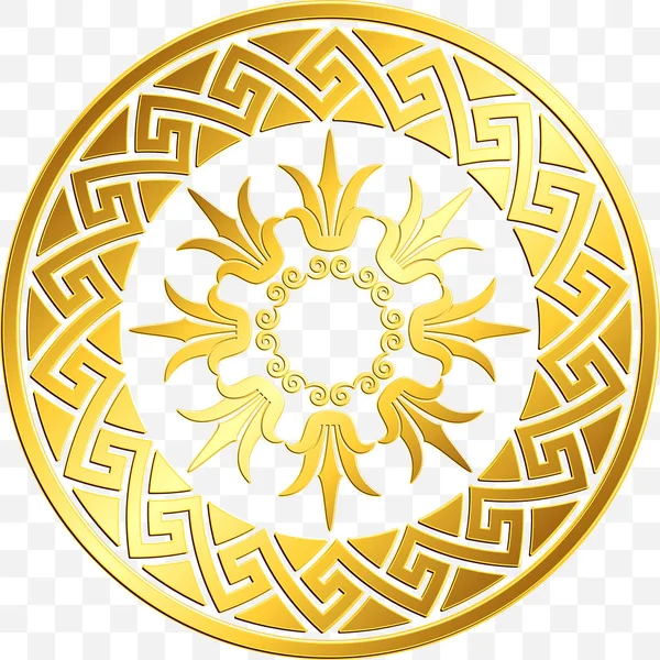 Traditional vintage gold Greek ornament, Meander — Stock Vector