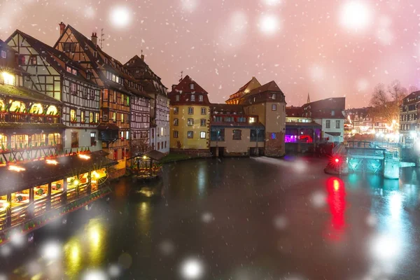 Nacht petite france in Straßburg, Elsass — Stockfoto