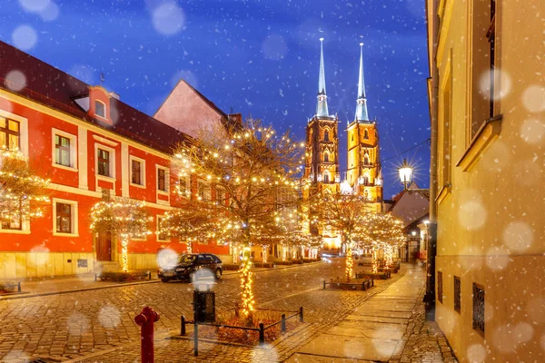 Catedral de San Juan de noche en Wroclaw, Polonia —  Fotos de Stock