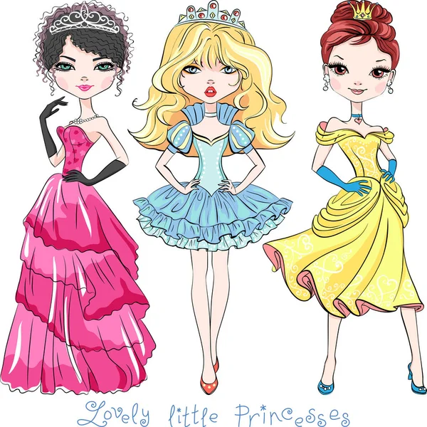 Vector beautiful fashion girl princesses — Stock Vector