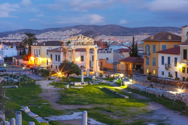 Ночная римская Агора в Афинах, Греция — стоковое фото