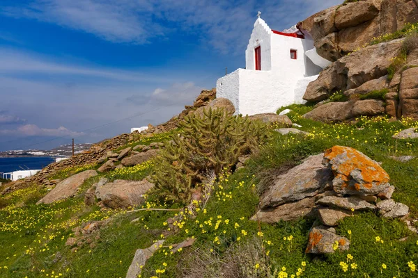 Kerk van St. basilicum op eiland Mykonos, Griekenland — Stockfoto