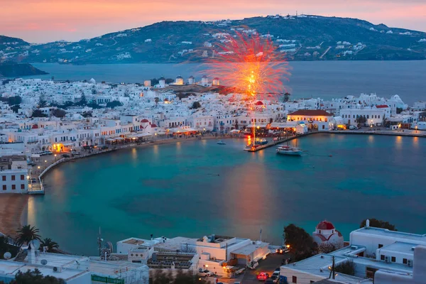 Mykonos City, Chora op eiland Mykonos, Griekenland — Stockfoto