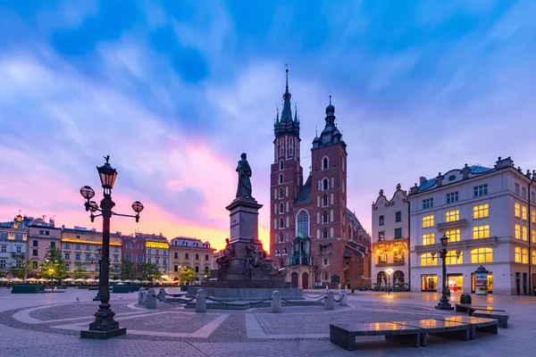 Praça do mercado principal, Cracóvia, Polónia — Fotografia de Stock