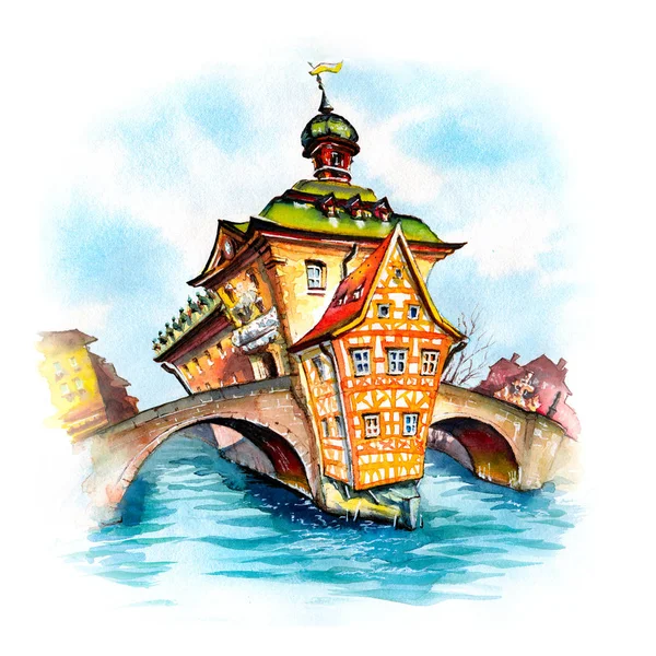 Watercolor sketch of Bamberg — Stock Photo, Image