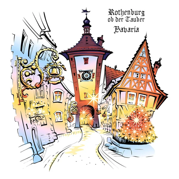 Rothenburg ob der Tauber, Deutschland — Stockvektor