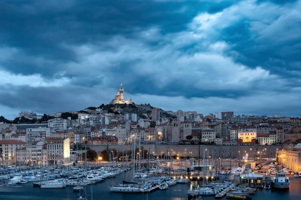 Old Port and Notre Dame, Marsiglia, Francia — Foto Stock