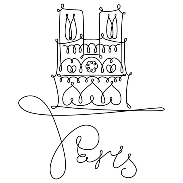 巴黎圣母院的一个线条草图 — 图库矢量图片