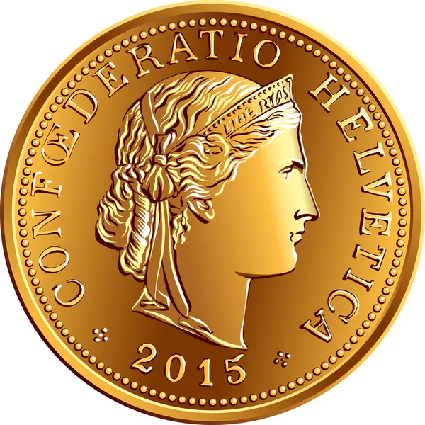 Swiss money 5 centimes gold coin — Stock Vector