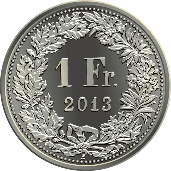 Dinheiro suíço 1 franco moeda de prata — Vetor de Stock