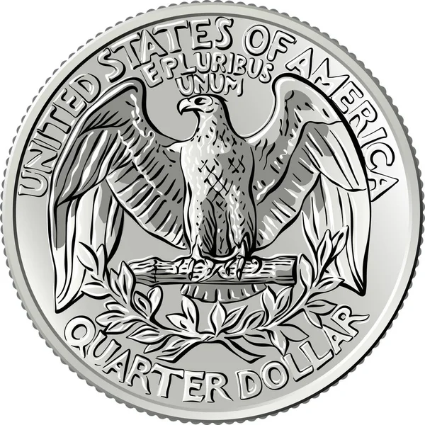 Bald eagle Washington quarter 25 cent coin — Stock Vector