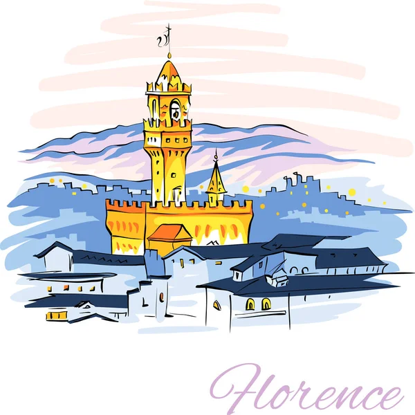 Floransa, Toskana, İtalya 'daki Vecchio Sarayı — Stok Vektör