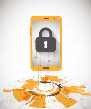 Mobil güvenlik koruması. Vektör çizim.