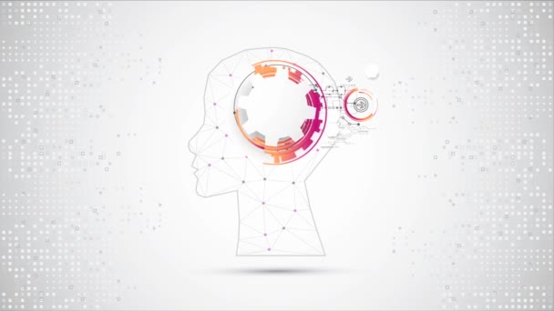 Achtergrond Van Het Creatieve Brein Met Driehoekig Rooster Kunstmatige Intelligentie — Stockvideo