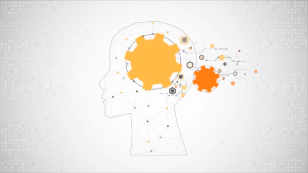 Kreativa Hjärna Bakgrund Med Trekantiga Rutnät Artificiell Intelligens Konceptet — Stockvideo