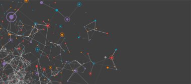 Bilim ve teknoloji sunumu için kapak şablonu. Pleksus biçimi arkaplanı.
