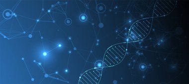 Bilim şablonu, duvar kağıdı ya da DNA moleküllü pankart. Vektör illüstrasyonu