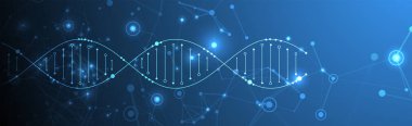 Bilim şablonu, duvar kağıdı ya da DNA moleküllü pankart. Vektör illüstrasyonu