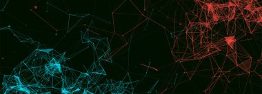 Noktaları ve çizgileri birbirine bağlayan soyut çokgen vektör arka planı. Dijital veri görselleştirme.