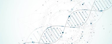 Bilim şablonu, duvar kağıdı ya da DNA moleküllü pankart. Vektör illüstrasyonu.