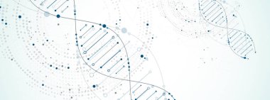 Bilim şablonu, duvar kağıdı ya da DNA moleküllü pankart. Vektör illüstrasyonu.
