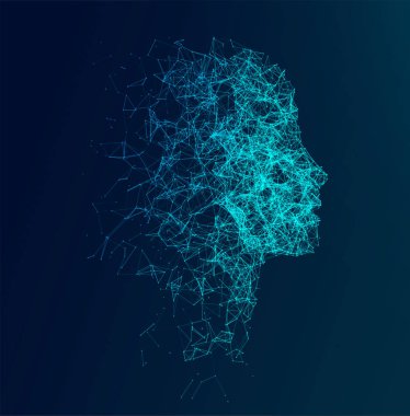 Plexus Yapay Zeka konsepti. Yaratıcı beyin konsepti geçmişi. Vektör bilimi illüstrasyonu.