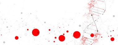 Bilim şablonu, 3d Dna molekülleriyle soyut arka plan. Vektör çizimi.