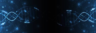 Bilim şablonu, duvar kağıdı ya da DNA moleküllü pankart. Vektör illüstrasyonu.